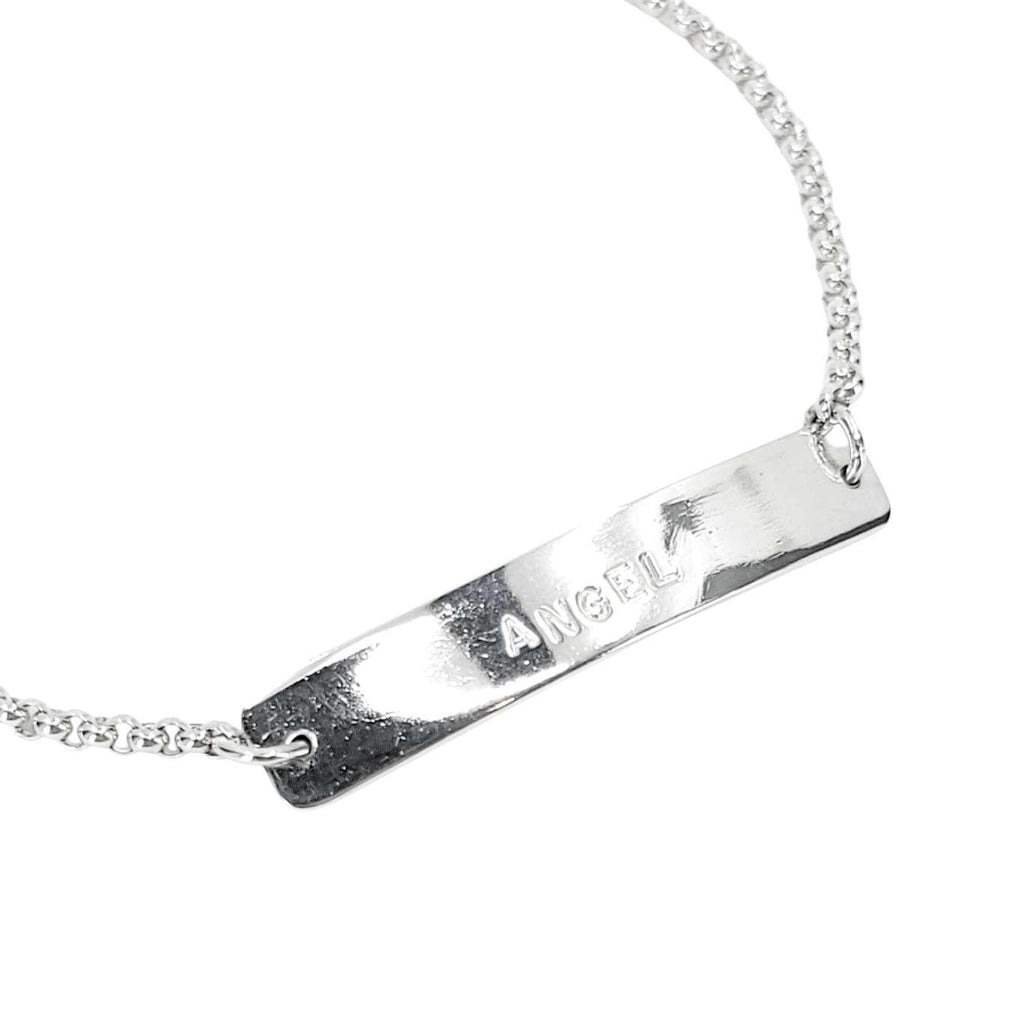 Bracelet - ANGEL Stamped Plate (Sterling Silver) by imakecutestuff