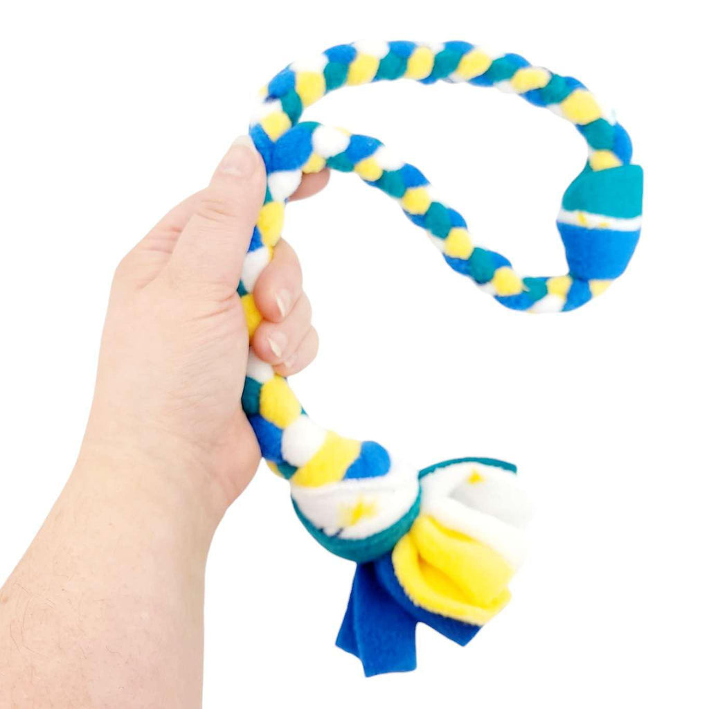 Pet Toy - Braided Loop Tug Toy (Blue Yellow Multi) by Superb Snuffles