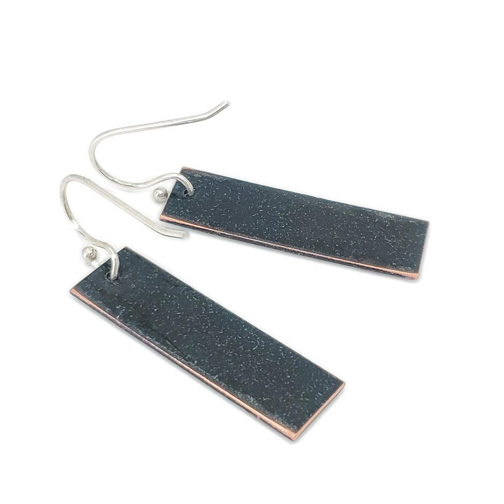 Earrings - Seattle Skyline Slim Rectangle (Gray Aqua) by Magpie Mouse