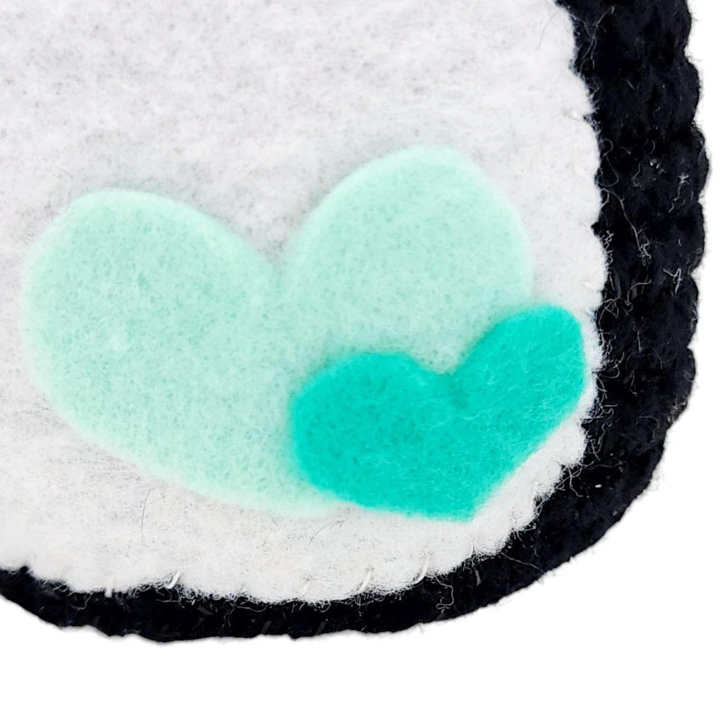 Plush Toy - Medium Penguin (Black with Turquoise Double Heart) by Moyo Workshop