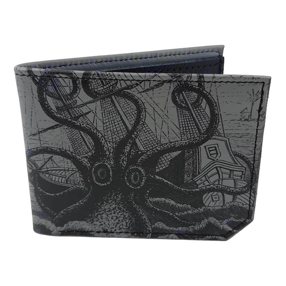 Leather Wallet - Gray Octopus Attacks by Backerton