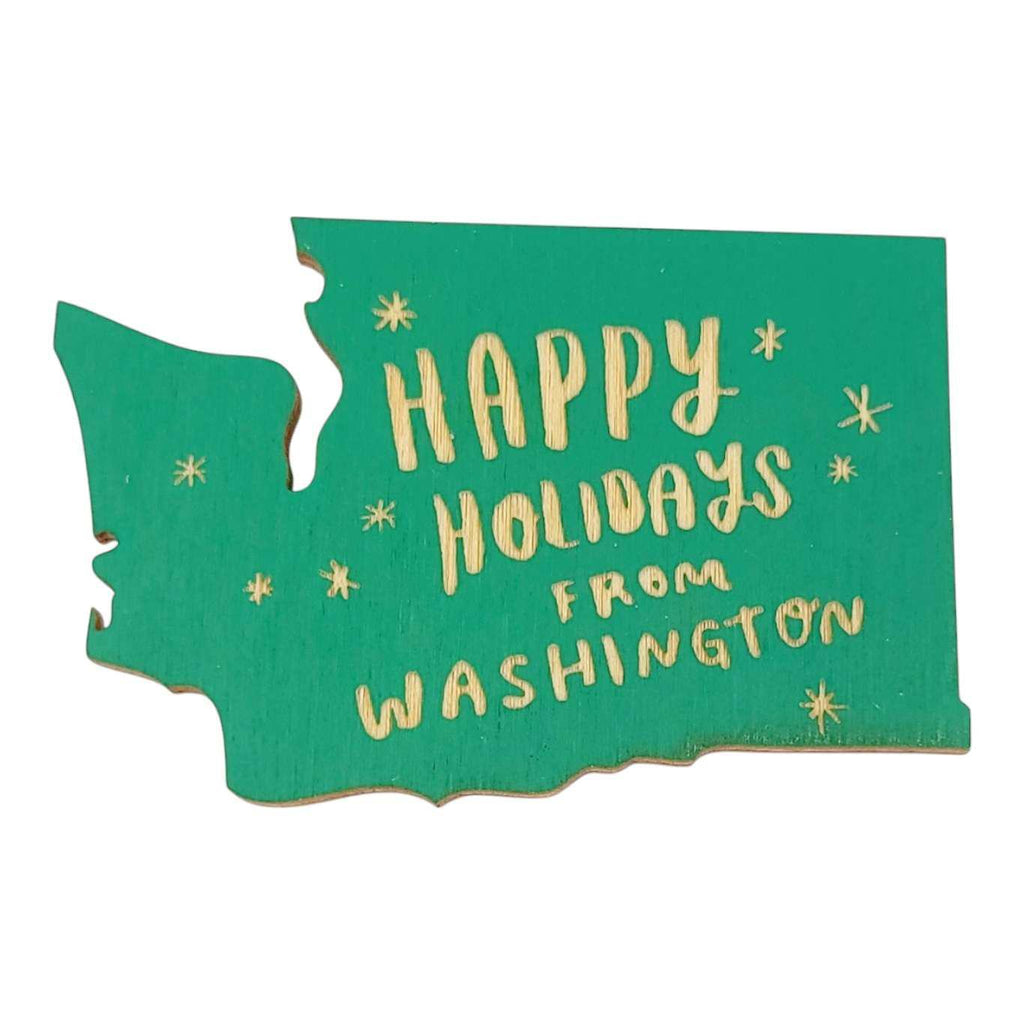 Magnets - Small - WA State Happy Holidays from Washington (Red or Green) by SnowMade