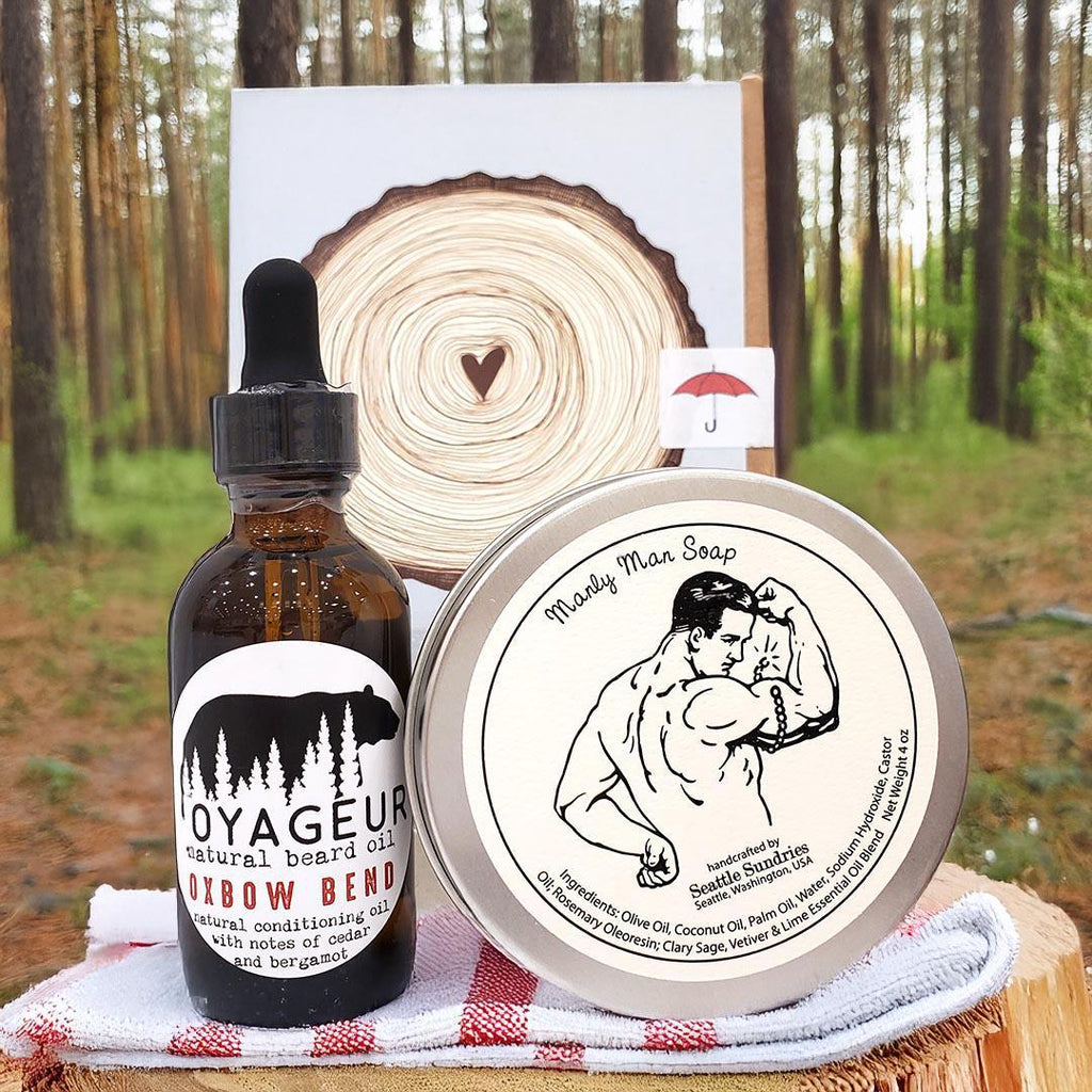 Gift Bundle - Rugged and Refined - Love Stump card, Oxbow Blend Beard Oil, and Manly Man soap