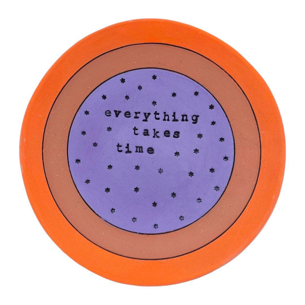 Ring Dish - 5in - Everything Takes Time (Purple) by Leslie Jenner Handmade