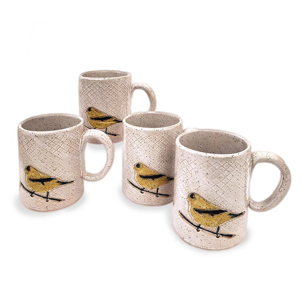 Mug - 16oz - Goldfinch Patterned Ceramic Mug by White Squirrel Clayworks