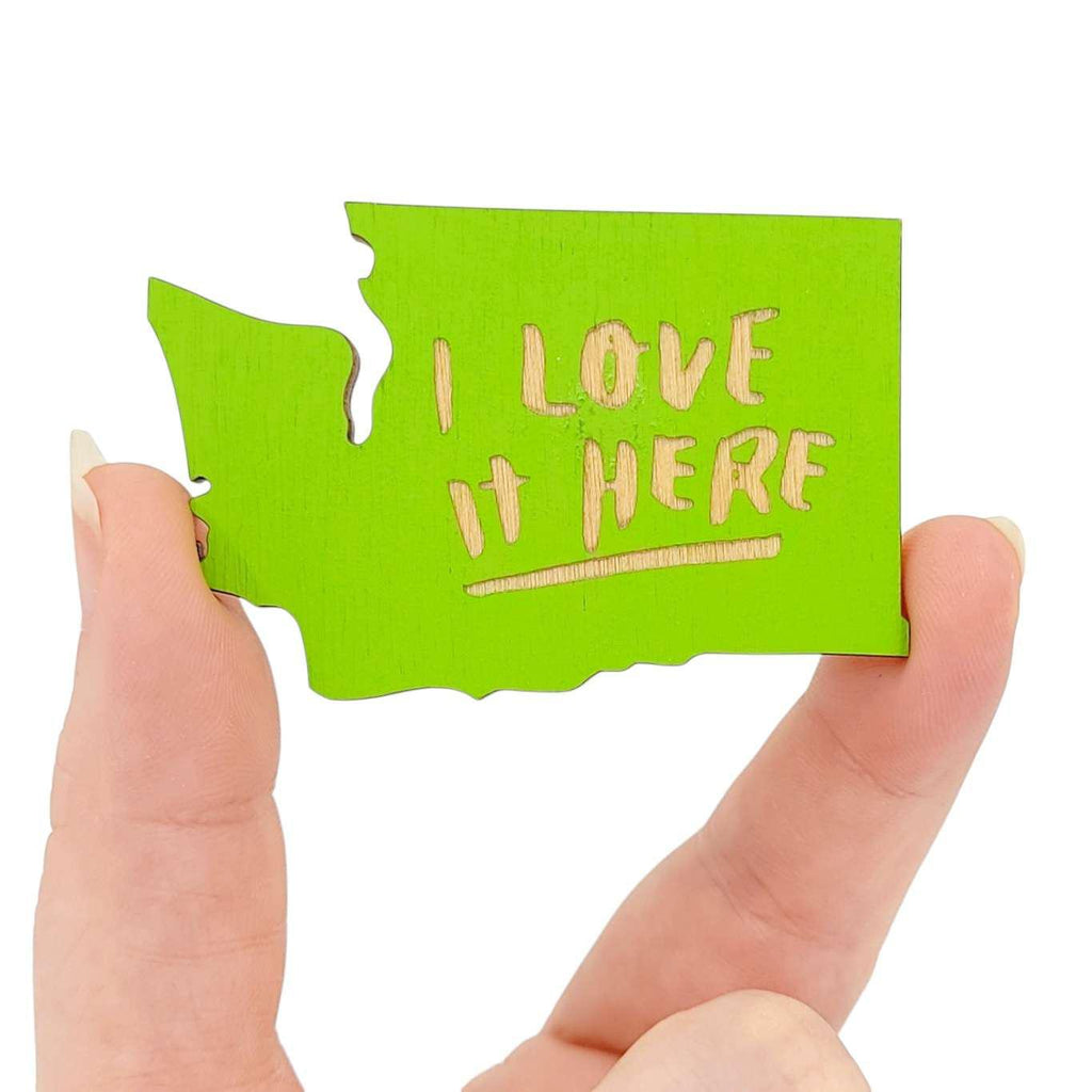 Magnets - Small - WA State I Love it Here (Olive Green or Orange) by SnowMade