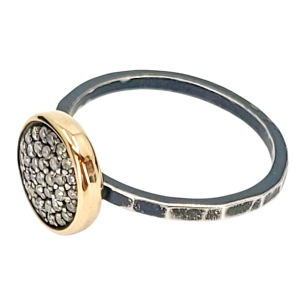 Ring - Size 5, 8 - 10mm Pave Diamond Hammered Band (14k Gold, Sterling Silver, Diamond) by 314 Studio