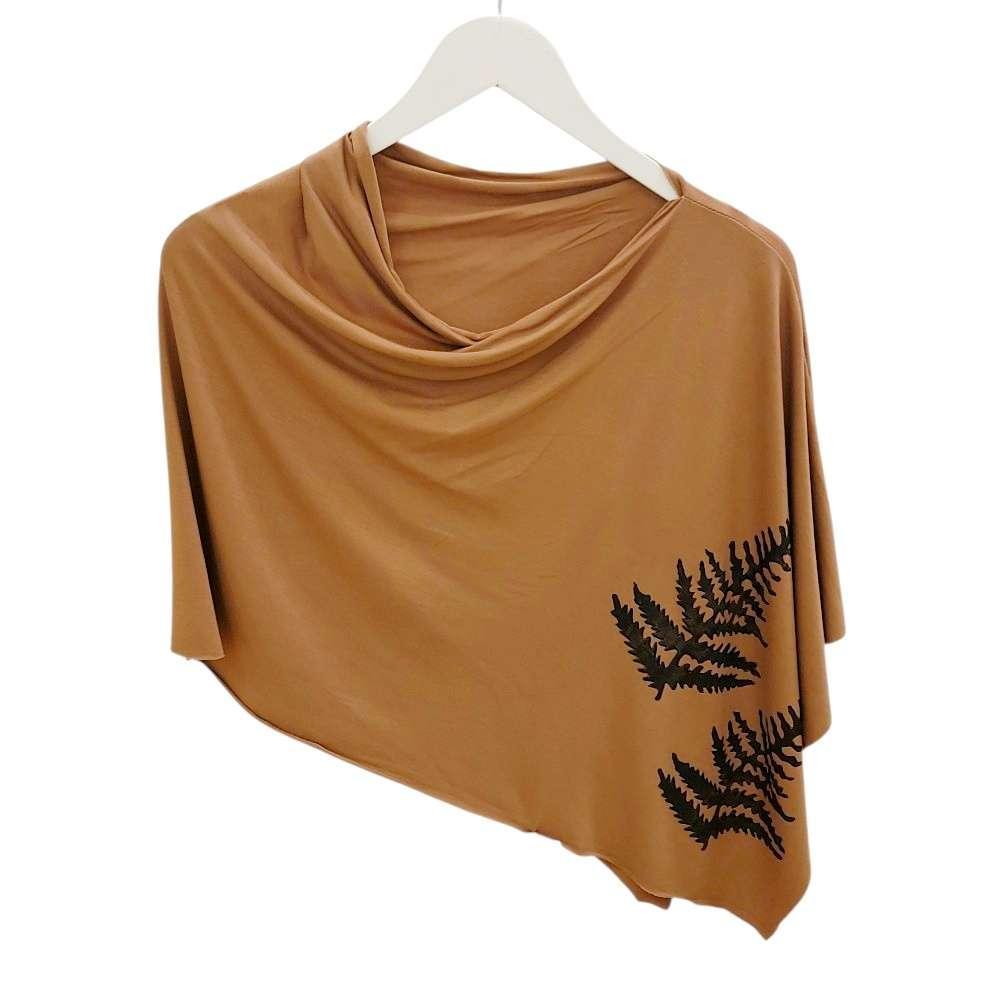 Poncho - Fern Latte (Black Ink) by Windsparrow Studio