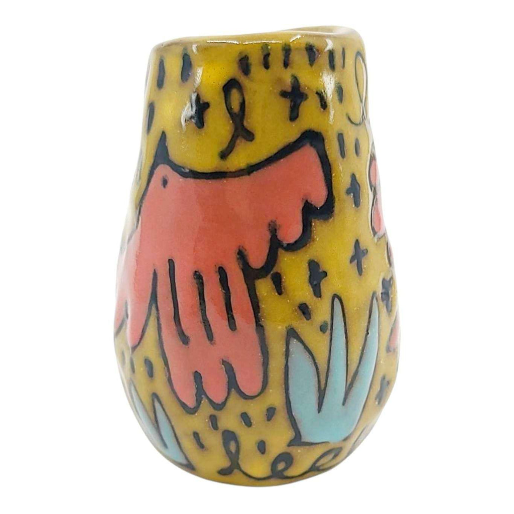Mini Vase - Flying Birds (Yellows) by Leslie Jenner