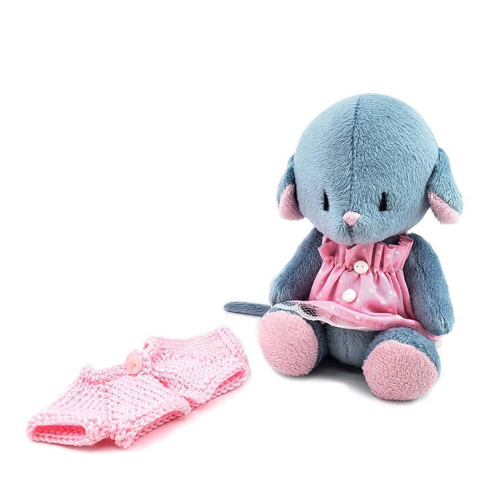 Plush - Gray Mouse in Pink Dress and Pink Cardigan by Frank and Bubby