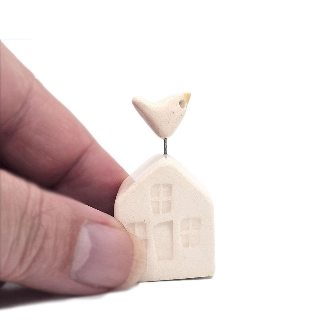 Tiny Pottery House - White with Bird (Assorted Colors) by Tasha McKelvey