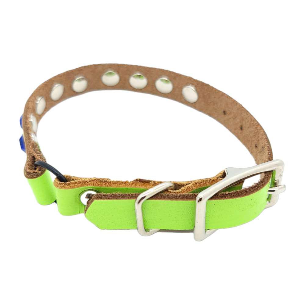 Cat Collar - Lime Green with Blue Gems by Greenbelts