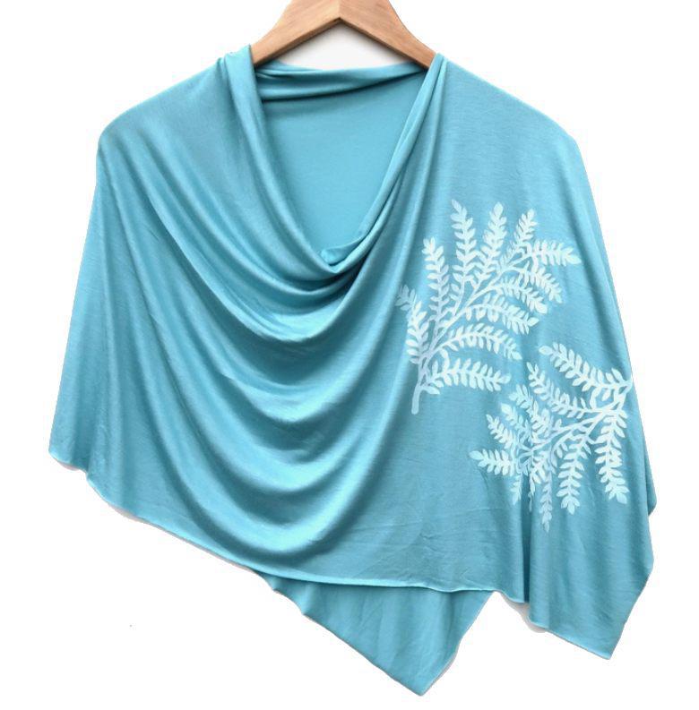 (20% Off) Poncho - Aqua (White Ink) by Windsparrow Studio