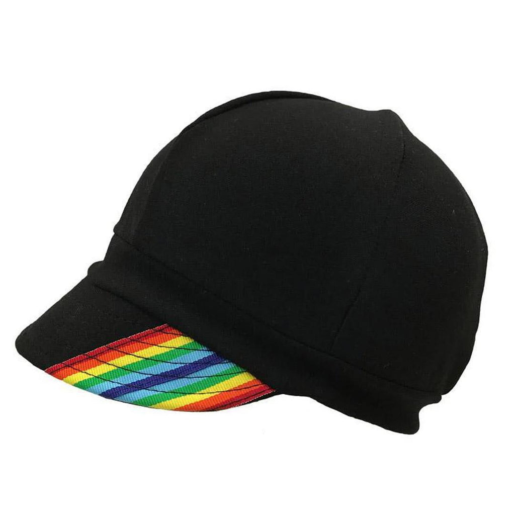 Adult Hat - Organic Jersey Weekender in Black with Rainbow Stripe Brim by Hats for Healing