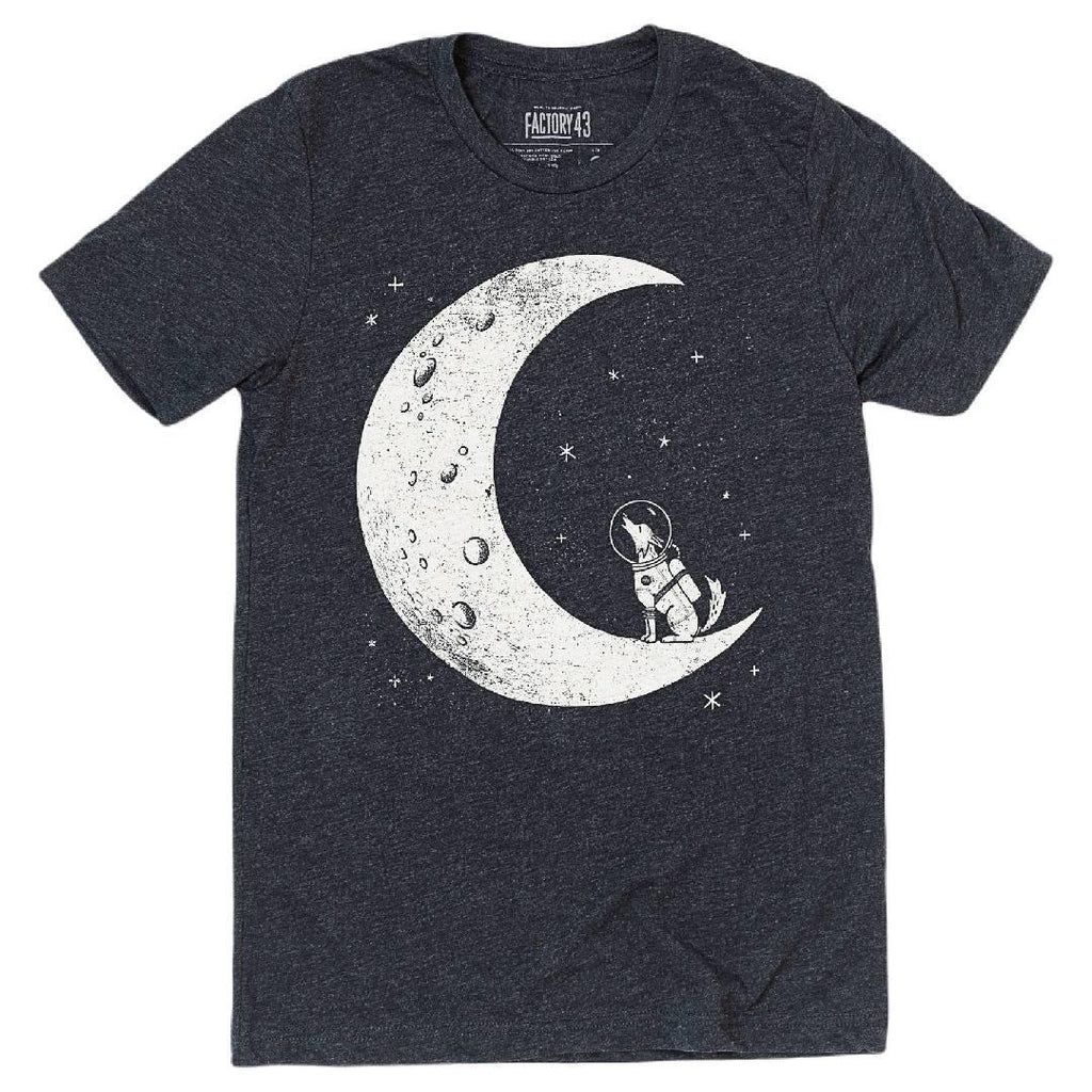 Adult Crew Neck - Howl at the Moon Charcoal Black Tee (XS - XL) by Factory 43