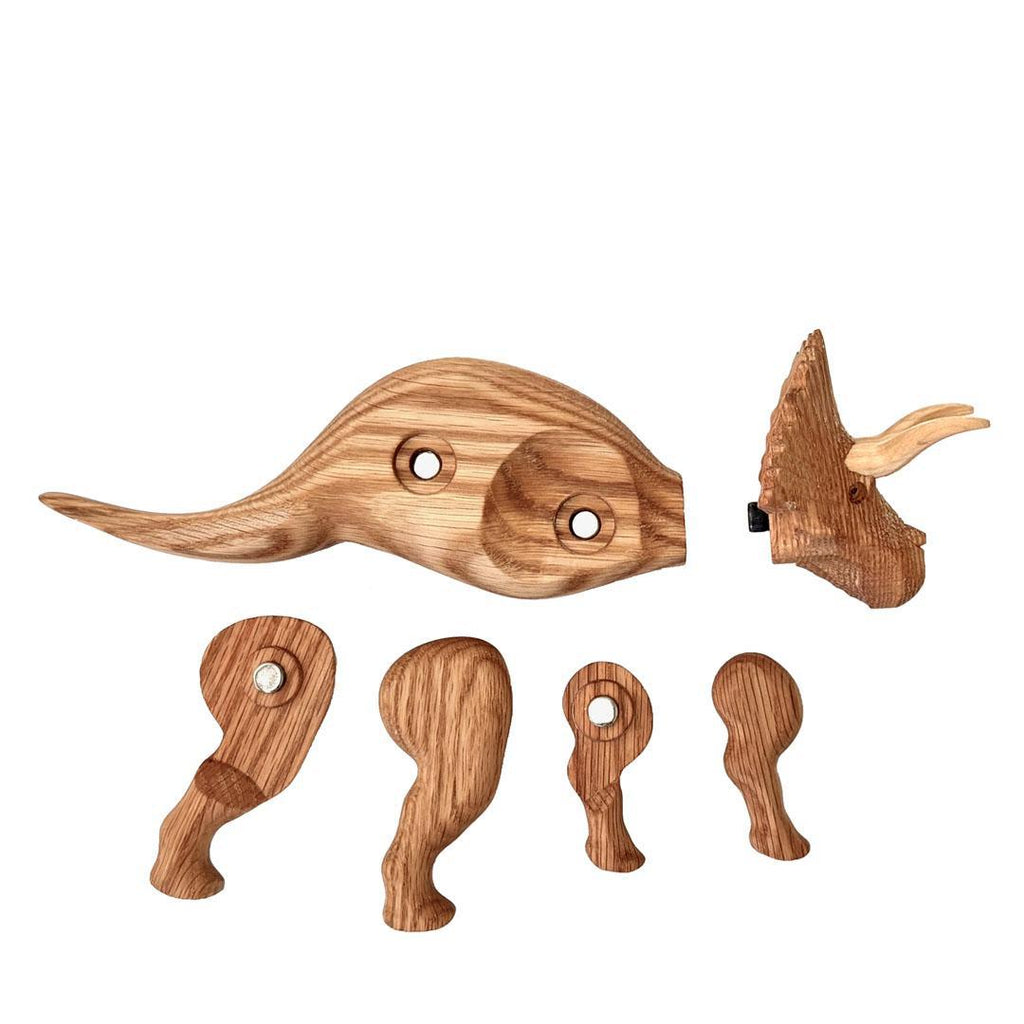 Wood Toy - Triceratops Dinosaur with Magnetic Joints by The Serious Toy Company