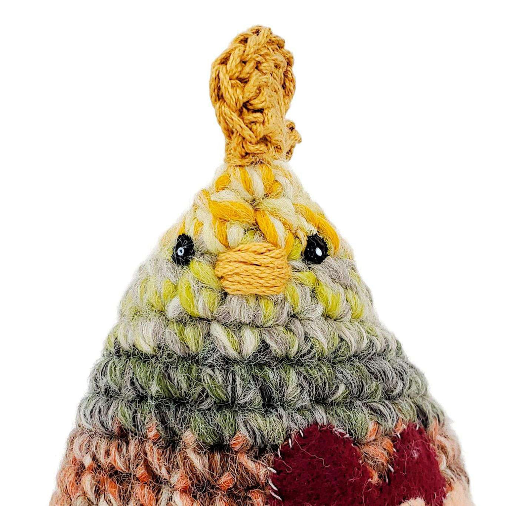 Plush Toy - Large Striped Chicken (Yellow, Grey, Gold, Brown) by Moyo Workshop