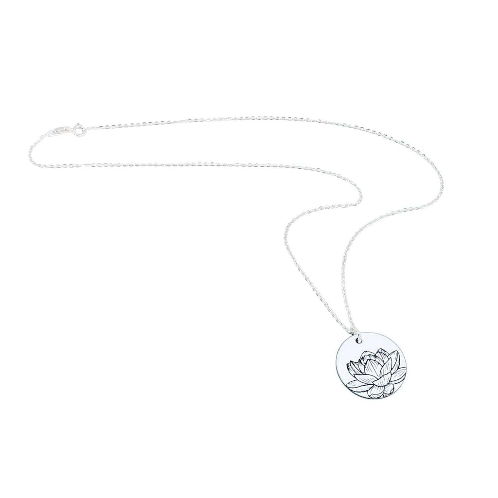 Necklace - Lotus Large Circle (White) by Magpie Mouse Studios