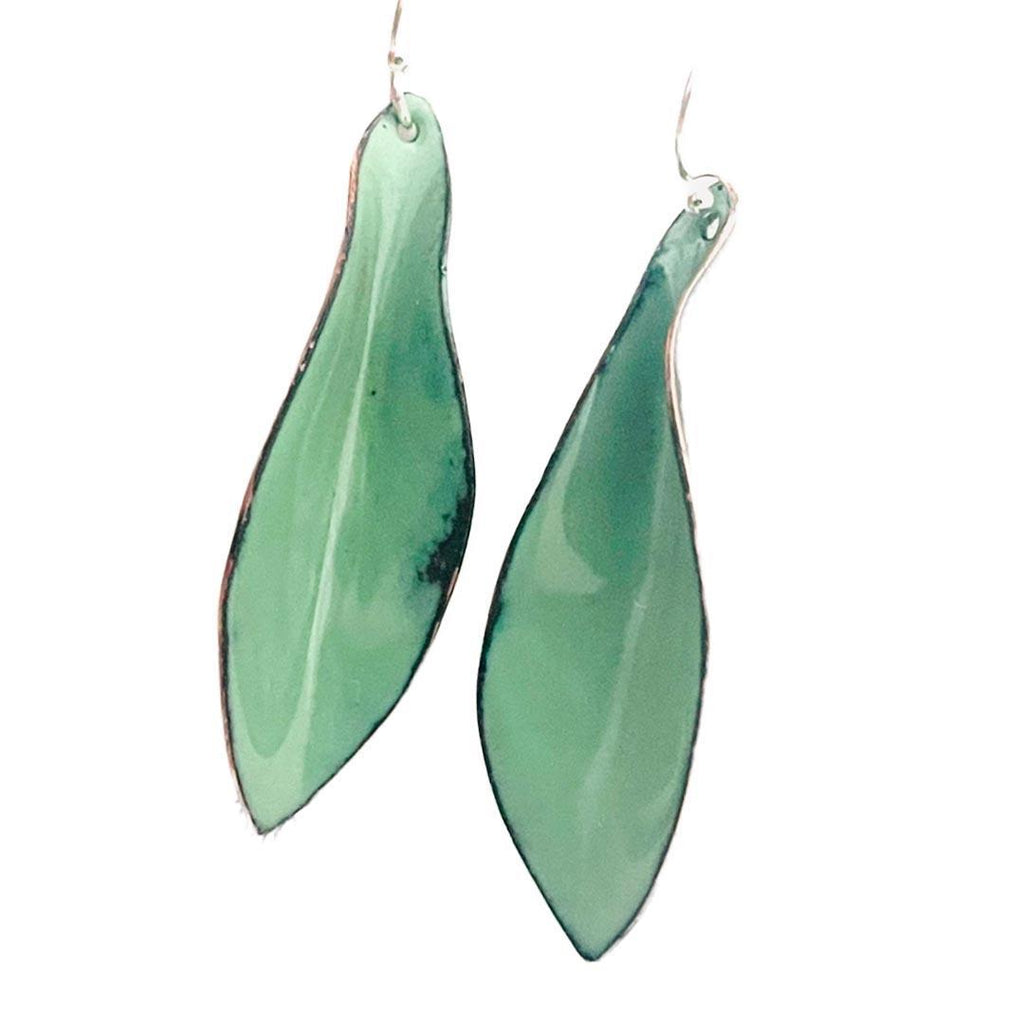 Earrings - Small Folded Leaf (Willow Green) by Magpie Mouse Studios