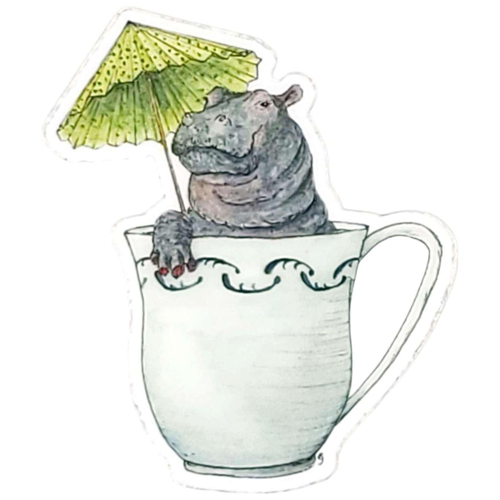 Sticker - Hippo in Teacup by Lizzy Gass