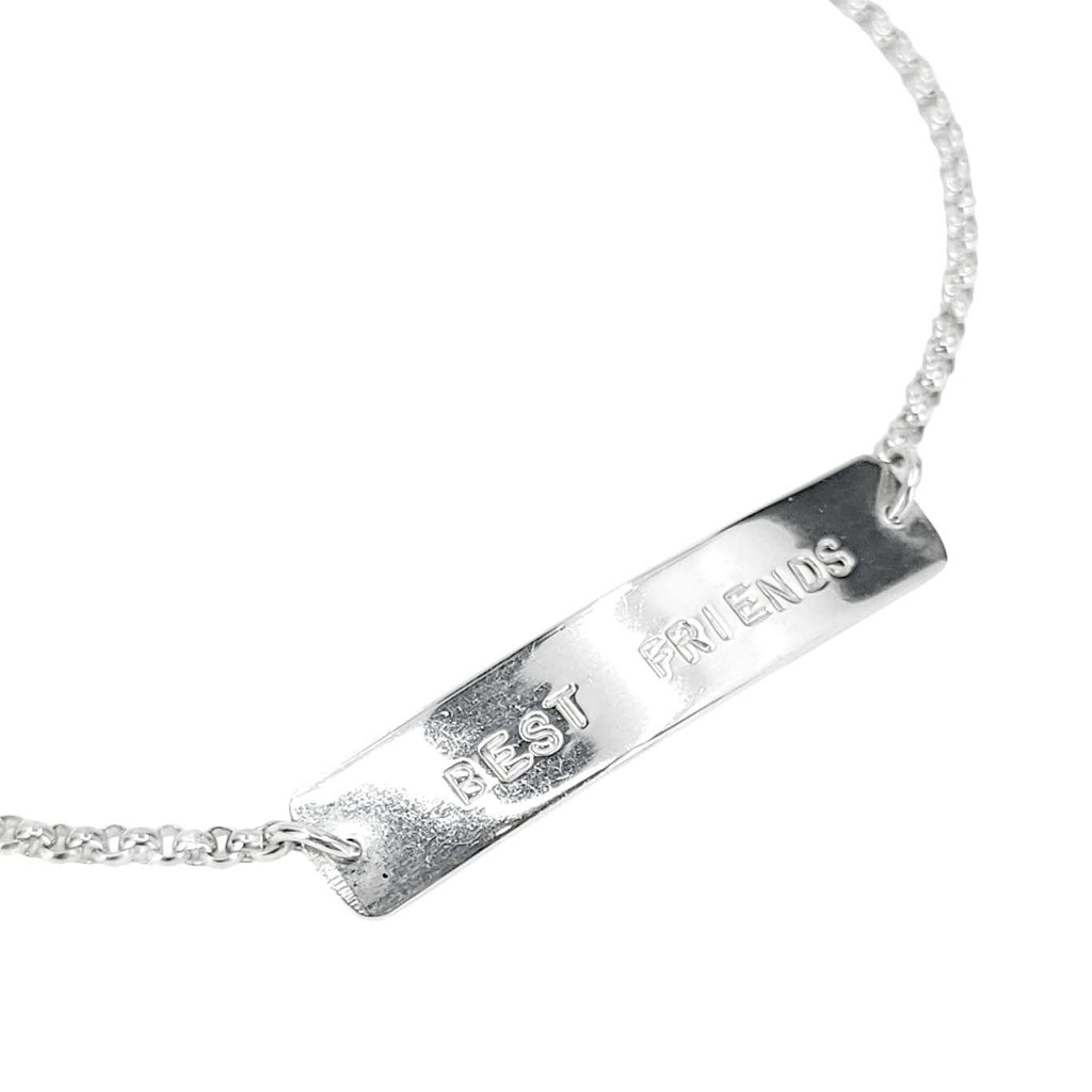 Bracelet - BEST FRIENDS Stamped Plate (Sterling Silver) by imakecutestuff