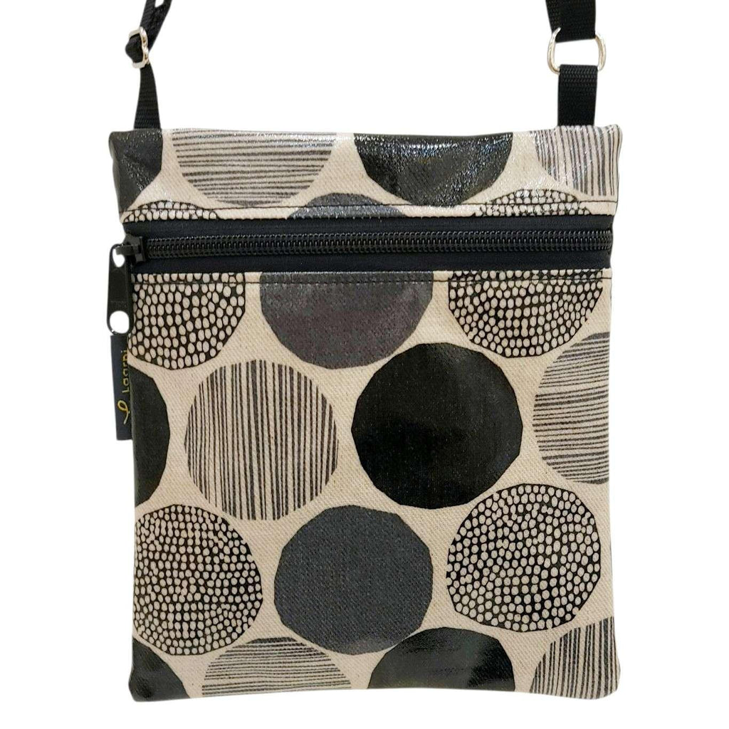 Bag - Small Crossbody (Black Gray Polka Dots on Linen) by Laarni and Tita