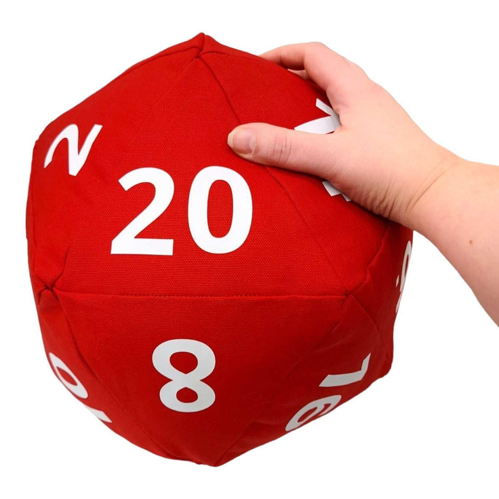 Pillow - Large D20 Plush in Red Canvas with White Numbers by Saving Throw Pillows