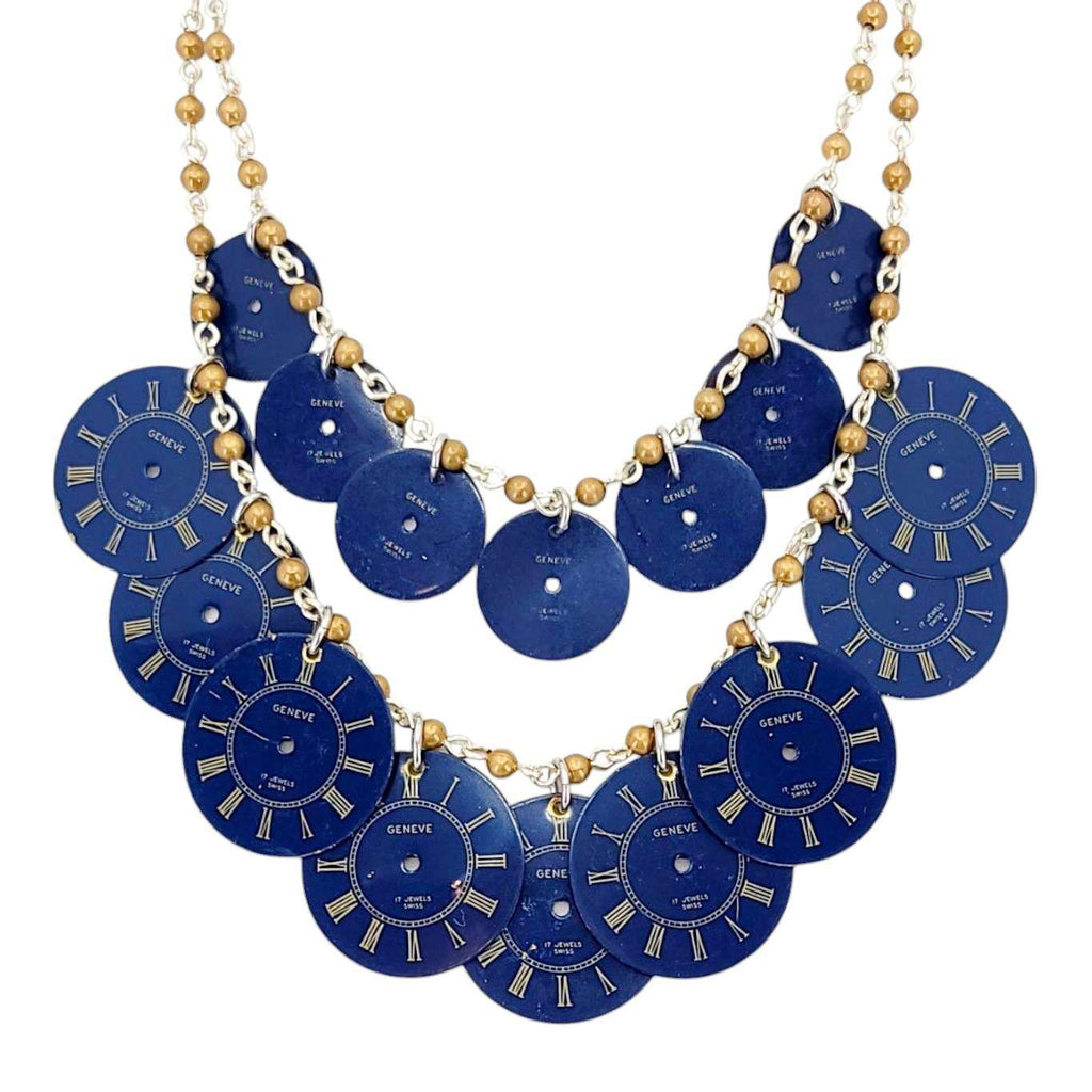 Necklace - 2 Strand Watch Dials (Blue) by Christine Stoll