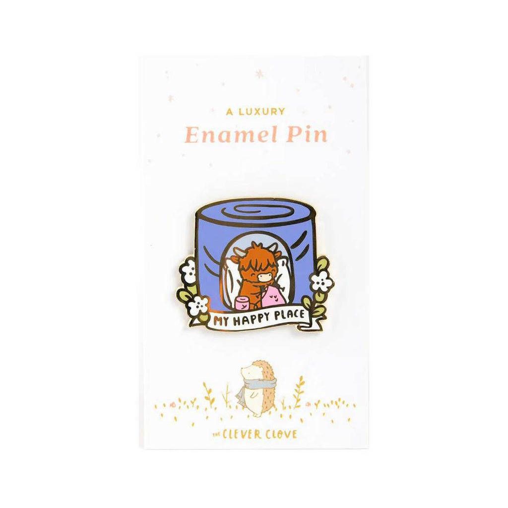 Enamel Pin - My Happy Place Highland Cow by The Clever Clove