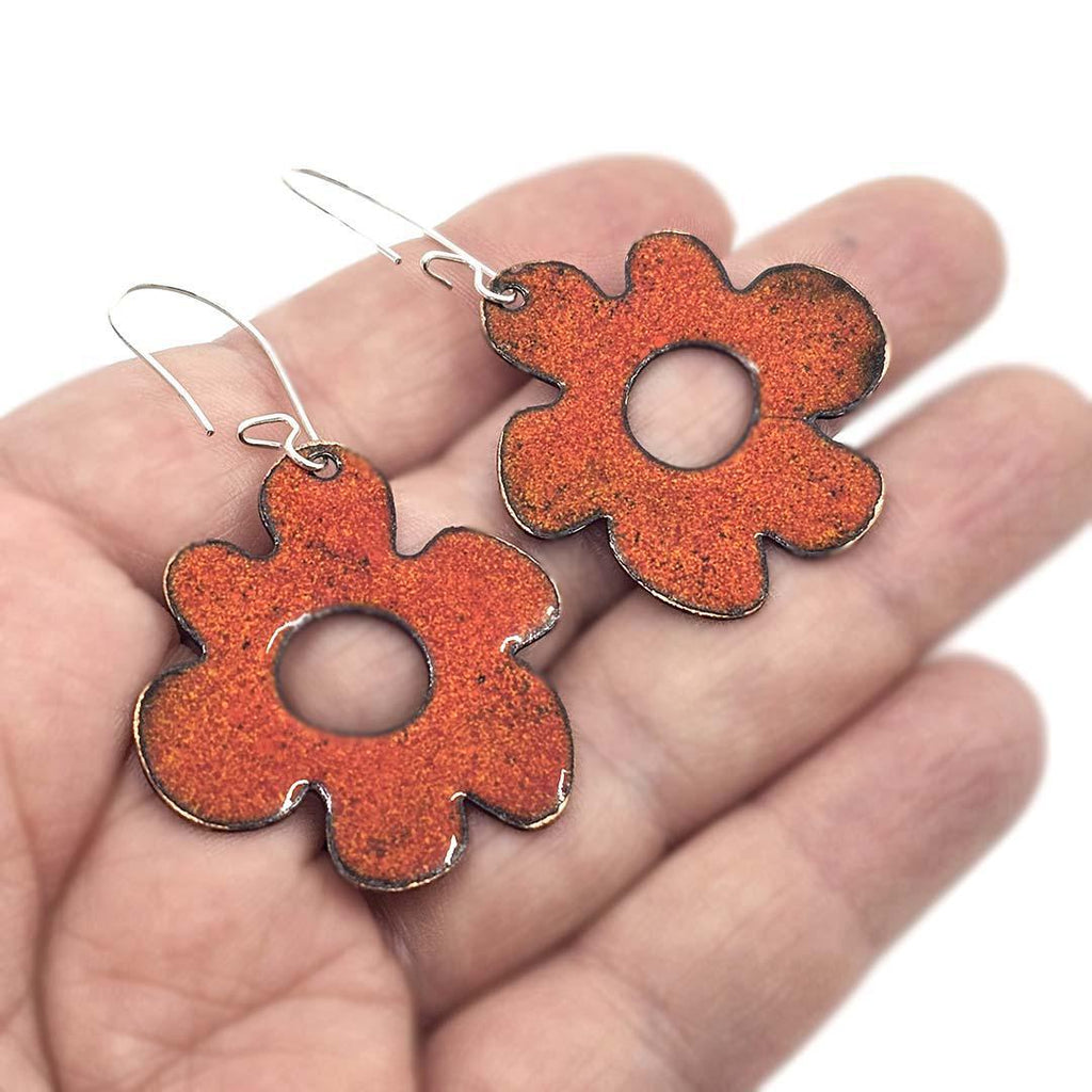 Earrings - Mod Flower (Red Orange) by Magpie Mouse Studios