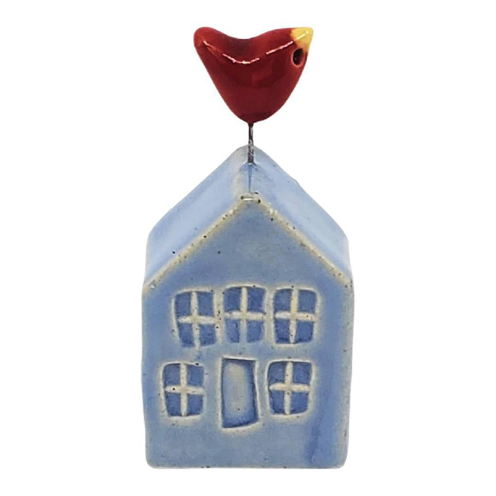 Tiny Pottery House - Light Blue with Bird (Assorted Colors) by Tasha McKelvey