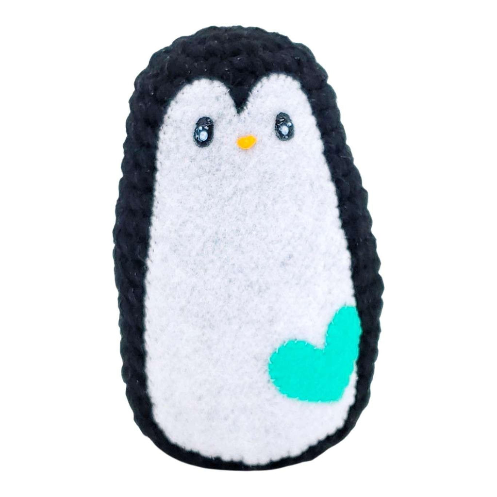 Plush Toy - Large Penguin (Black Sparkle with Teal Heart) by Moyo Workshop
