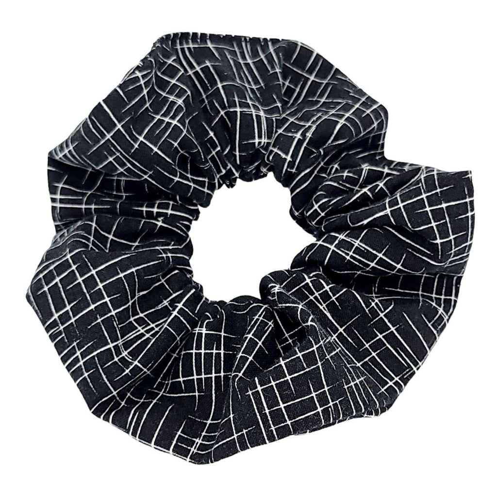 Hair Accessory - Classic Scrunchy in White Crosshatch by imakecutestuff