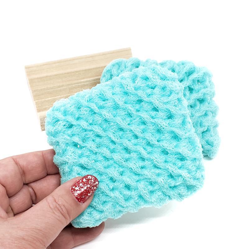 Scrubbies - Set of 2 with Wooden Dish (Aqua) by Dot and Army