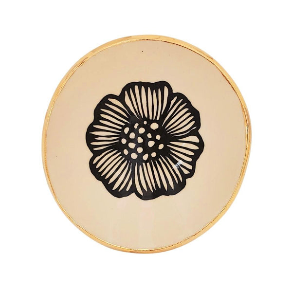 Trinket Dish - 4in Floral with 22k Gold Edge (A) by Hsieh Clay SF