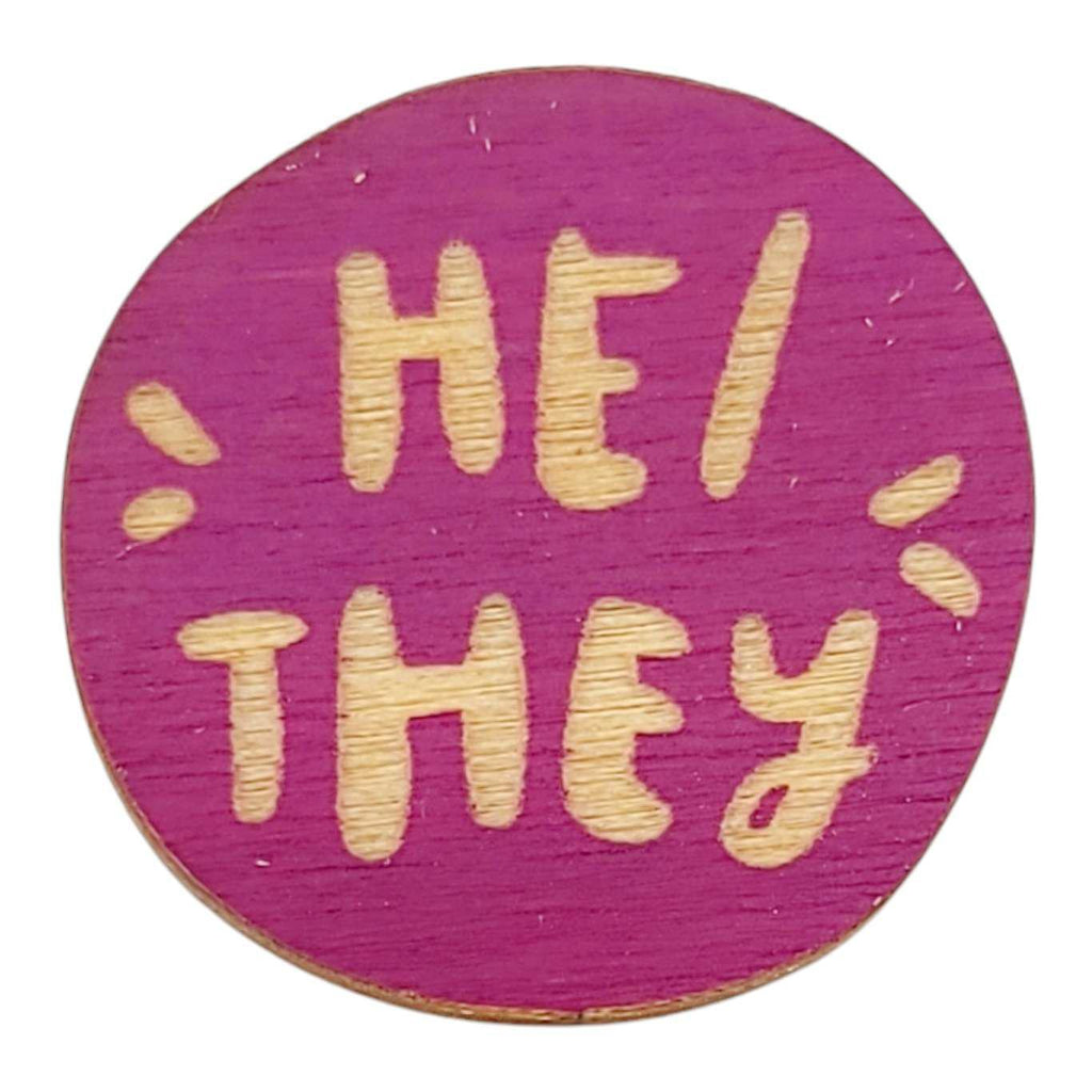 Pronoun Pins - He/They (Assorted Colors) by SnowMade