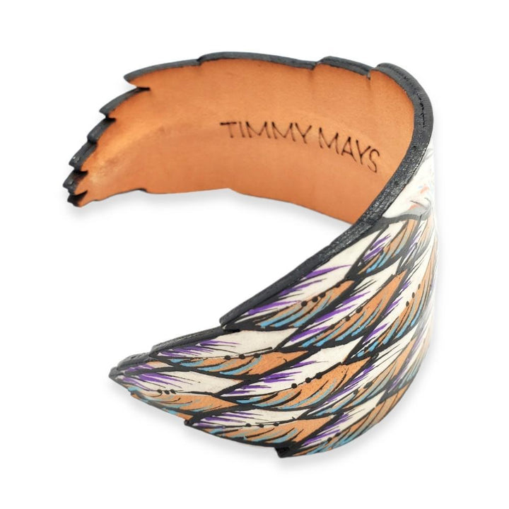 Cuff - Tuft + Plume Hand-painted Leather by Timmy Mays