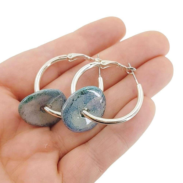 Earrings - Ceramic Ring Hoops (Mosaic) by Diana Kauffman
