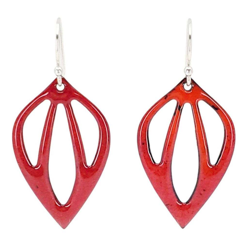 Earrings - Cut-outs Inverted Teardrop (Red) by Magpie Mouse Studios