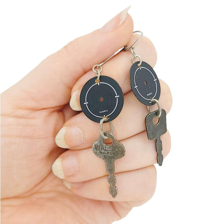 Earrings - Watch Dials - Keys by Christine Stoll | Altered Relics