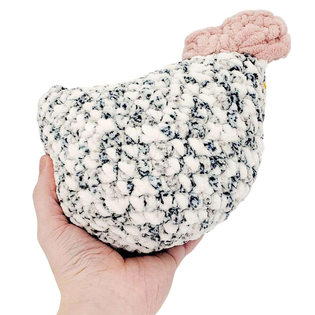 Plush Toy - Large Speckled Black and White Chicken (Blue Heart) by Moyo Workshop