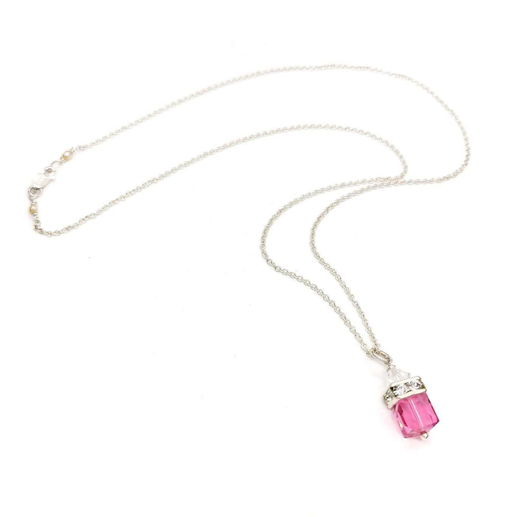 Necklace - Square Rose Crystal with Sterling Sterling by Sugar Sidewalk