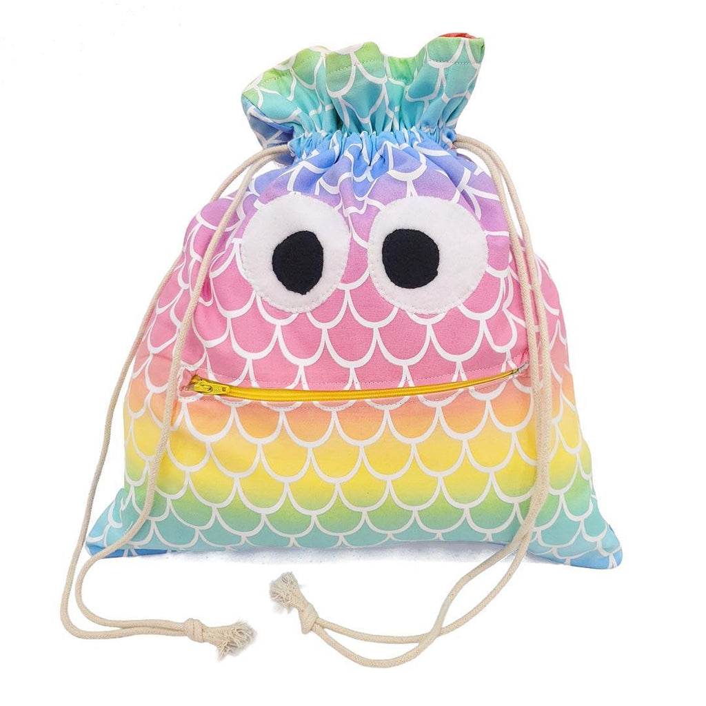 Bag - Chomper Buddy Drawstring (Mermaid Scales Pink) by Peek A Boo Plush