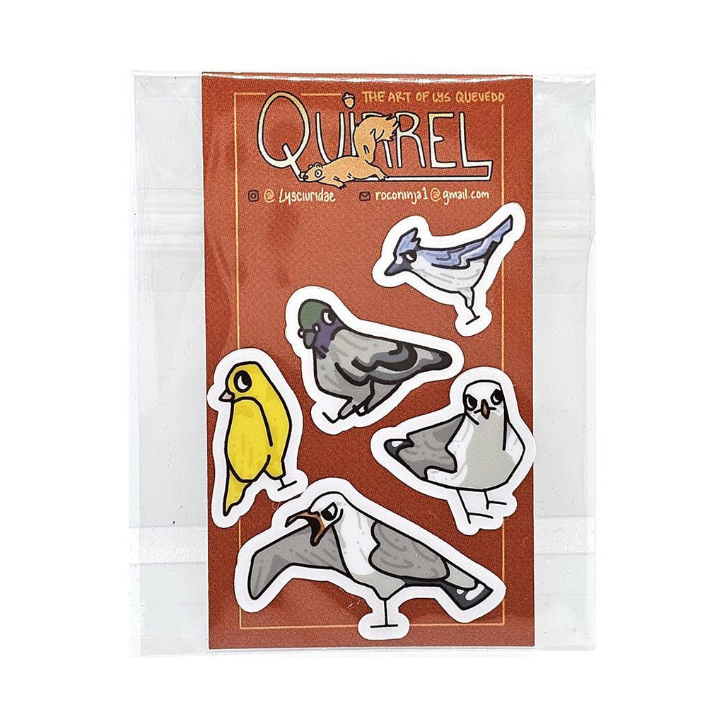 Tiny Stickers  - Set of 5 - Feathered Bird Friends (Assorted) by Quirrel