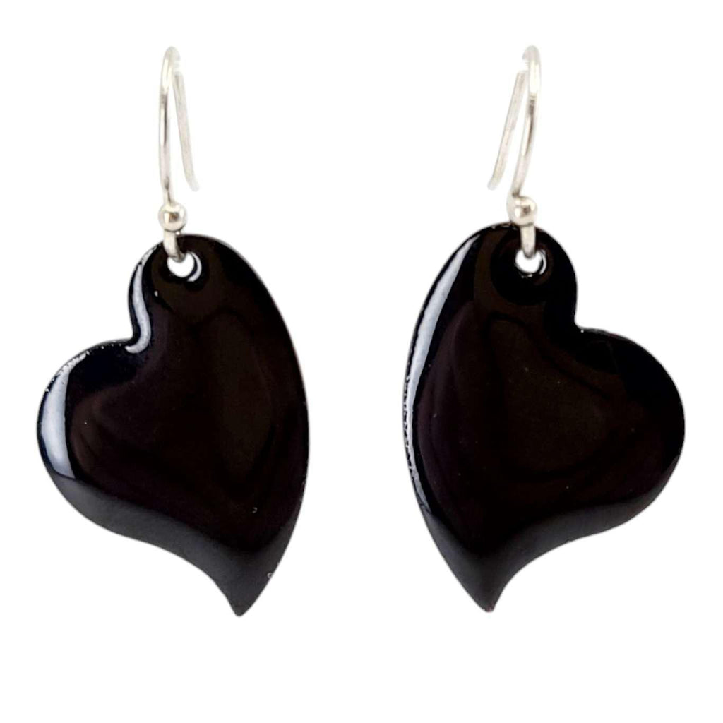 Earrings - Freeform Heart (Solid Black) by Magpie Mouse Studios