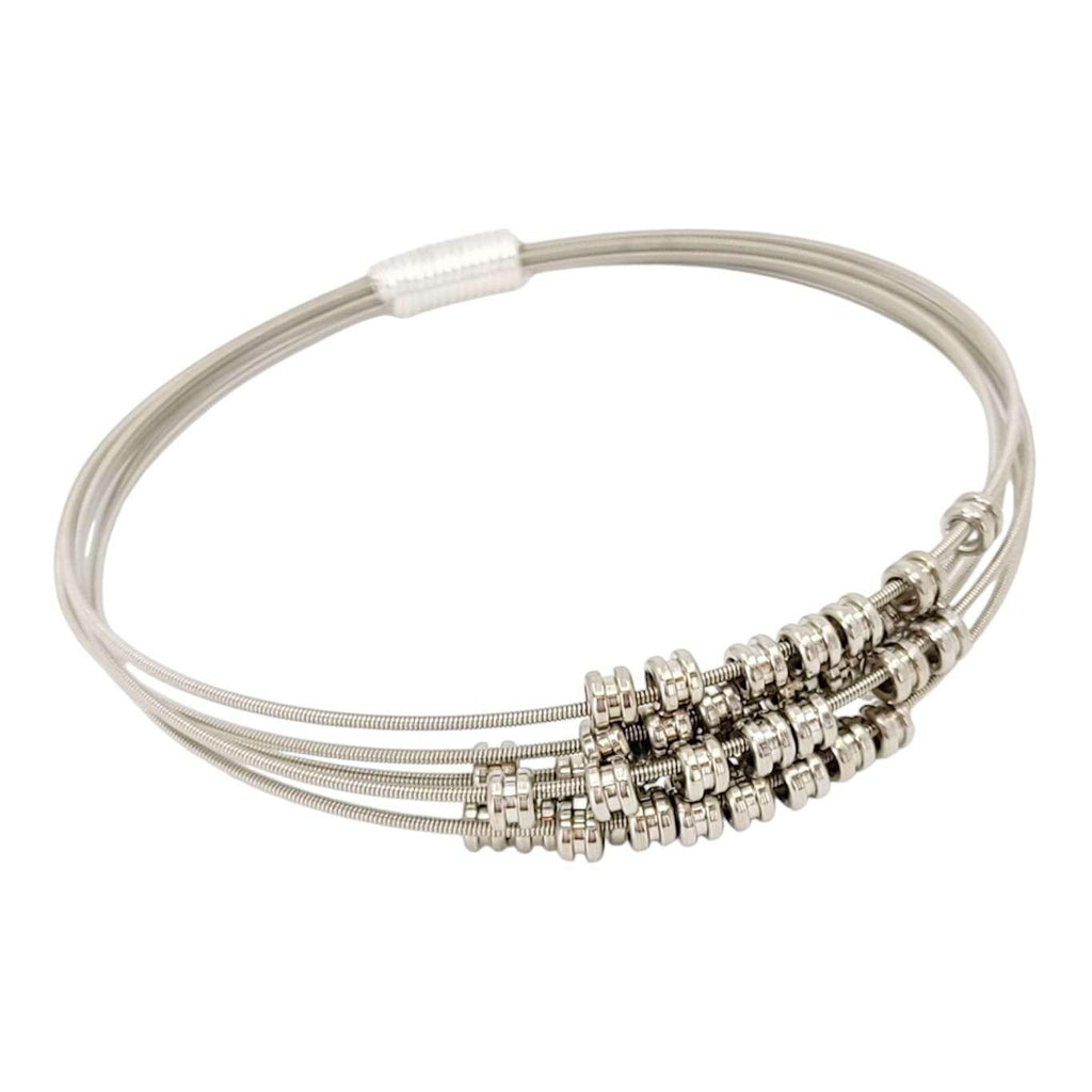Bracelet - Fidget Bangle (Silver) (M or L) by High Strung Studios
