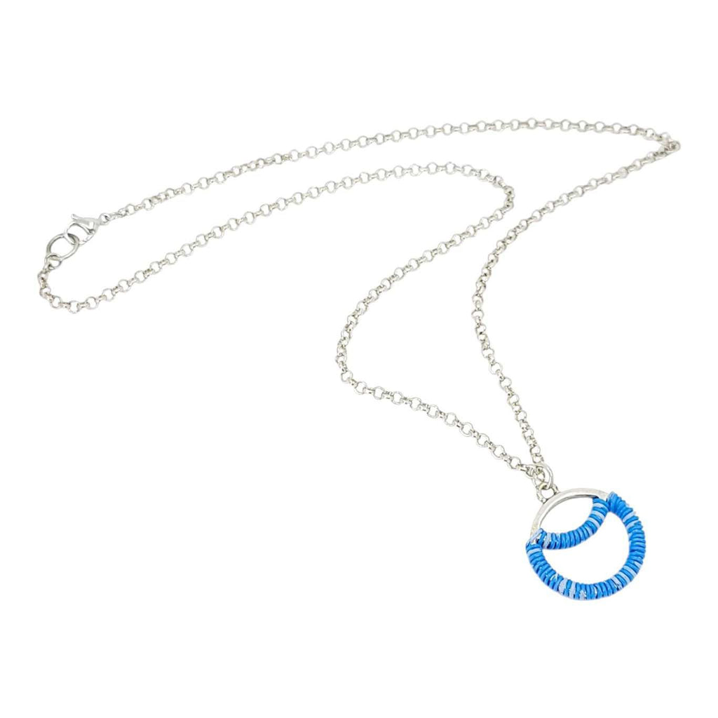 Necklace - Sunrise Circle (Variegated Blue Telecom Wire) by XV Studios