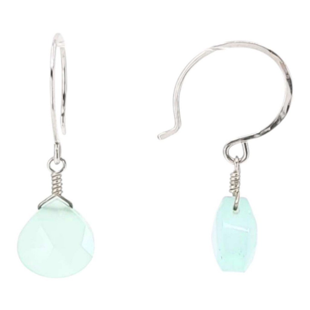 Earrings - Sterling Gemstone Drops (Aqua Chalcedony) by Foamy Wader