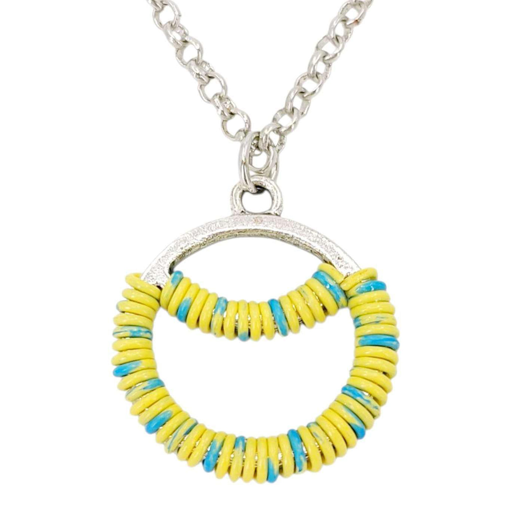 Necklace - Sunrise Circle (Yellow Blue Telecom Wire) by XV Studios