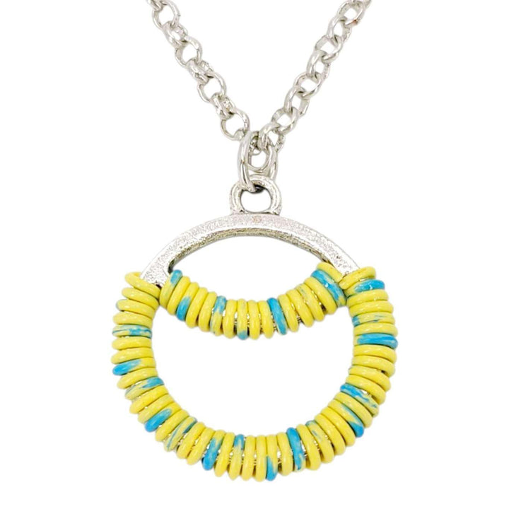 Necklace - Sunrise Circle (Yellow Blue Telecom Wire) by XV Studios